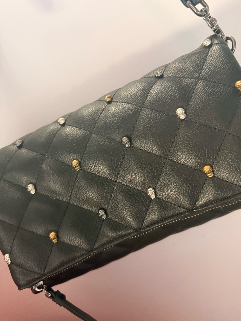 Betty Johnson Leather Crossbody Bag with skull Stud